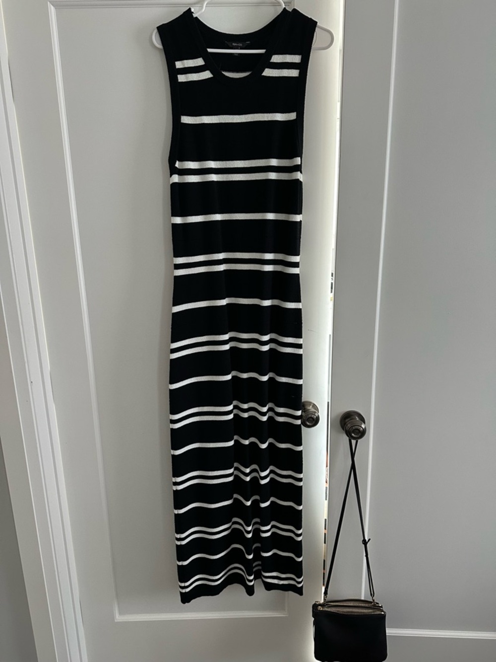 RW&CO. Black and White Striped Sleeveless Maxi Dress